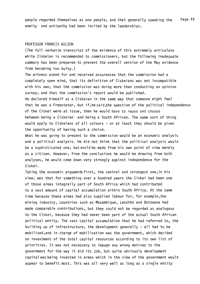 
Ciskei Commission: transcript of an interview with Professor Francis Wilson regarding the Ciskei independence
