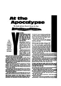 
At the apocalypse: the South African Church claims its hope - an interview
