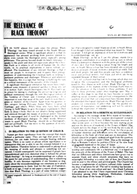 The relevance of Black Theology