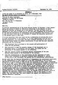Letter delivered to the Secretary of State, Dr. H. Kissinger, from the South African Council of Churches
