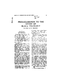 Prologomenon to the study of Black Theology