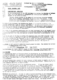 Non-violence news: conscription objection