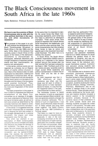 The Black Conciousness Movement in South Africa in the late 1960s
