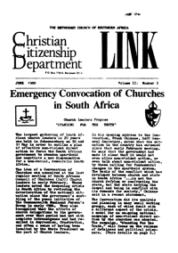 Emergency convocation of churches in South Africa
