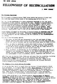The South African Fellowship of Reconciliation: a short history
