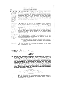 Natives (Urban Areas) Act, Act No 21 of 1923