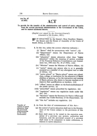 Bantu Education Act, Act No 47 of 1953