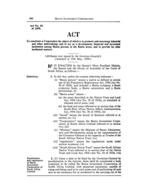 Bantu Investment Corporation Act, Act No 34 of 1959
