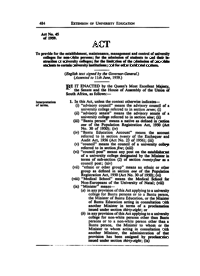 Extension of University Education Act, Act No 45 of 1959

