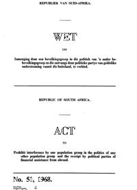 Prohibition of Political Interference Act, Act No 51 of 1968
