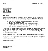 Letter from Neville Curtis to Geoff Budlender 