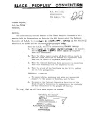 Letter from Sipho Buthelezi, Secretary General of the Black Peoples Convention, to Clemens Kapuwo
