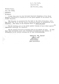 Letter from N Cindi to Clemens Kapuo