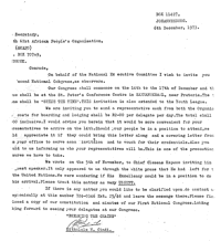 Letter from Zithulele N Cindi to the South West African Peoples Organisation (SWAPO)
