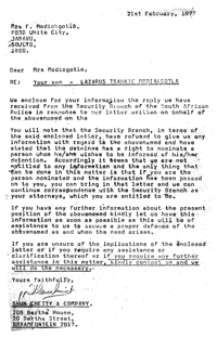 Letter from Shun Chetty and Company to Mrs. Modiagotla
