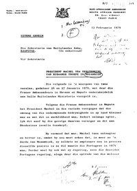 Letter from the South African Embassy, Paris, to the Secretary for Foreign Affairs, Cape Town