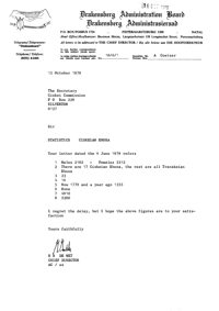 Letter from R H De Wet, Chief Director of the Drakensburg Administration Board to the Secretary of the Ciskei Commission
