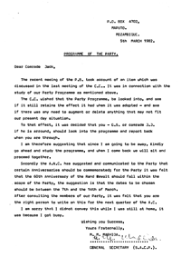 Letter from Cape Town Branch of the South African Communist Party to Moses Kotane
