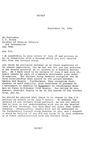Letter from Alexander M Haig Jr to the Honourable R F Botha, Minister of Foreign Affairs and Information, South Africa
