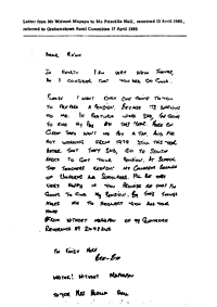 Letter from Witvoet Mapapu to Priscilla Hall requesting for assistance to access his pension money
