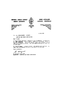 Southern African Catholic Bishop Conference: letter form Margaret Kelly to all Archbishops/ Bishops
