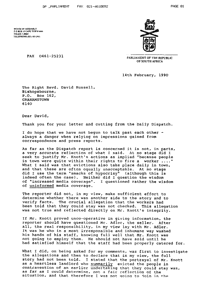 Letter from Errol K. Moorcroft to Reverend David Russell
