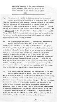 Memorandum submitted by the Central Committee of the Communist Party of South Africa to the Select Committee on the Unlawful Organisations Bill
