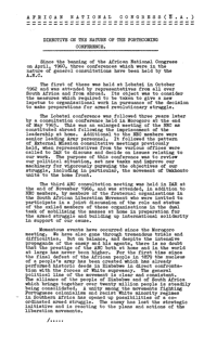 Directive on the nature of the forthcoming conference
