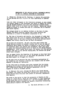 Memorandum of the African National Congress ot the UN Special Committee on Colonialism
