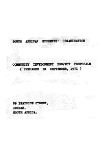 South African Students Organisation: Community Development Project Proposals
