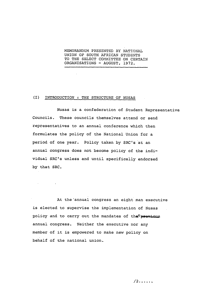 Memorandum presented by National Union of South African Students to the Select Committee on Certain Organisations - August 1972
