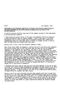 Memorandum to the Shlebusch [sic] Commission of Enquiry into Certain Organisations on the paper presented to the NUSAS seminar at Botha's Hill by Jonty Driver
