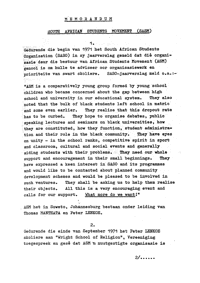 Memorandum: South African Students Movement