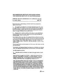 Christian institute memorandum on alternative policies
