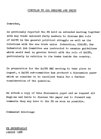 Draft discussion paper on the role of SACTU in the National Democratic Struggle
