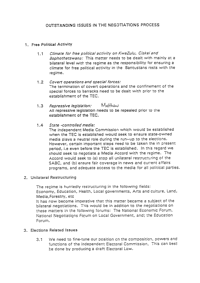 Outstanding issues in the negotiations process
