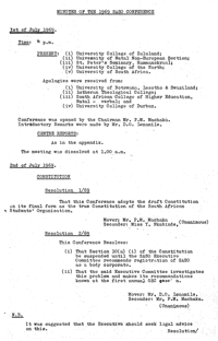 Minutes of the 1969 SASO Conference