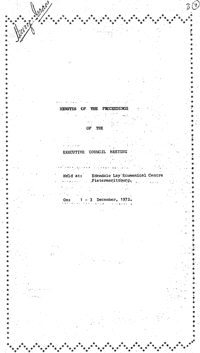 Minutes of the Proceedings of the Executive Council Meeting held at Edendale Ecumenical Lay Centre, Pietermaritzburg, on 1-3 December 1972
