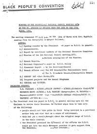 Black Peoples Convention: Minutes of the 4th National Council Meeting held at the St. Anscars LP studios from the 16th to 17th March 1974
