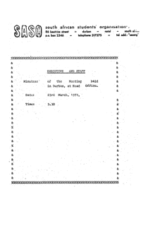 SASO Executive and Staff: Minutes of the meeting held in Durban at Head Office, 23 March 1974
