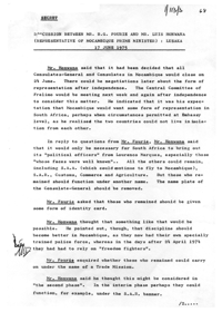 Discussion between Mr B G Fourie and Mr Luis Honwaya (representative of Mocambique Prime Minister): Lusaka, 17 June 1975
