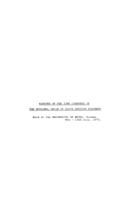 Minutes of the 52nd Congress of the National Union of South African Students, held at the University of Natal, Durban, 8th - 13th July 1975
