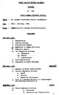 Minutes of the Third General Students Council, South African Students Movement 
