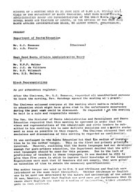 Minutes of a meeting held on 25 June 1976, between Officials of the Department of Bantu Education, West Rand Bantu Affairs Administration Board and Representatives of the Urban Bantu Council
