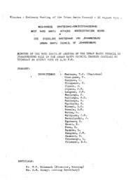 Minutes of the ordinary meeting of the urban Bantu council
