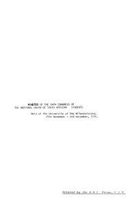 Minutes of the 54th Congress of the National Union of South African Students, held at the University of the Witwatersrand, 29th November - 2nd December, 1976
