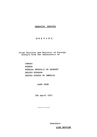 Verbatim Minutes: Meeting, Cape Town, 7th April 1977 