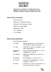 Discussions between the South African and American delegations on matters concerning Southern Africa: Vienna 19 and 20 May 1977
