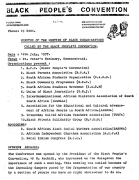 Minutes of the Meeting of Black Organisations