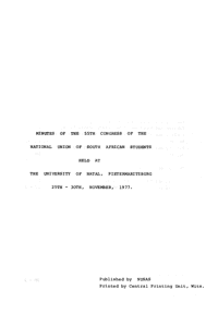 Minutes of the 55th Congress of the National Union of of South African Students held at the University of Natal, Pietermaritzburg, 25th - 30th November 1977
